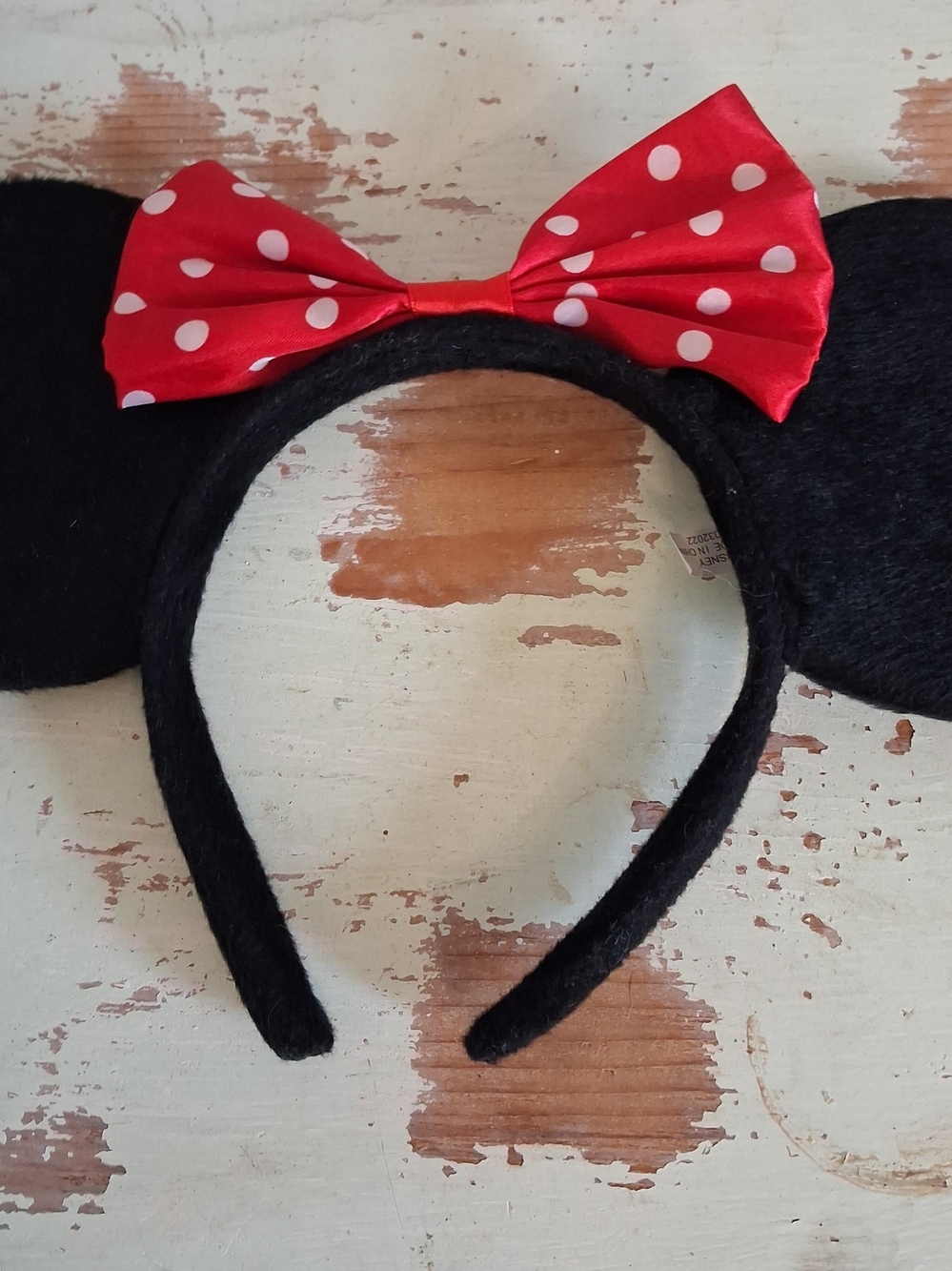 Black Mouse Ear Headband with Red Polka Dot Bow